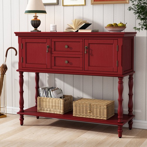 Retro wood console - table, w/